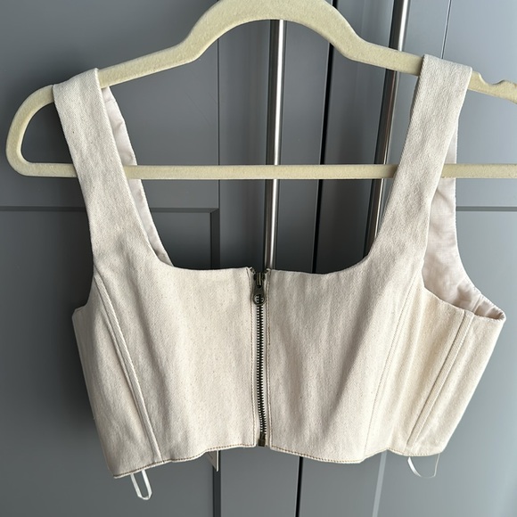 NWT 7 for all mankind cream denim crop top - Picture 5 of 5